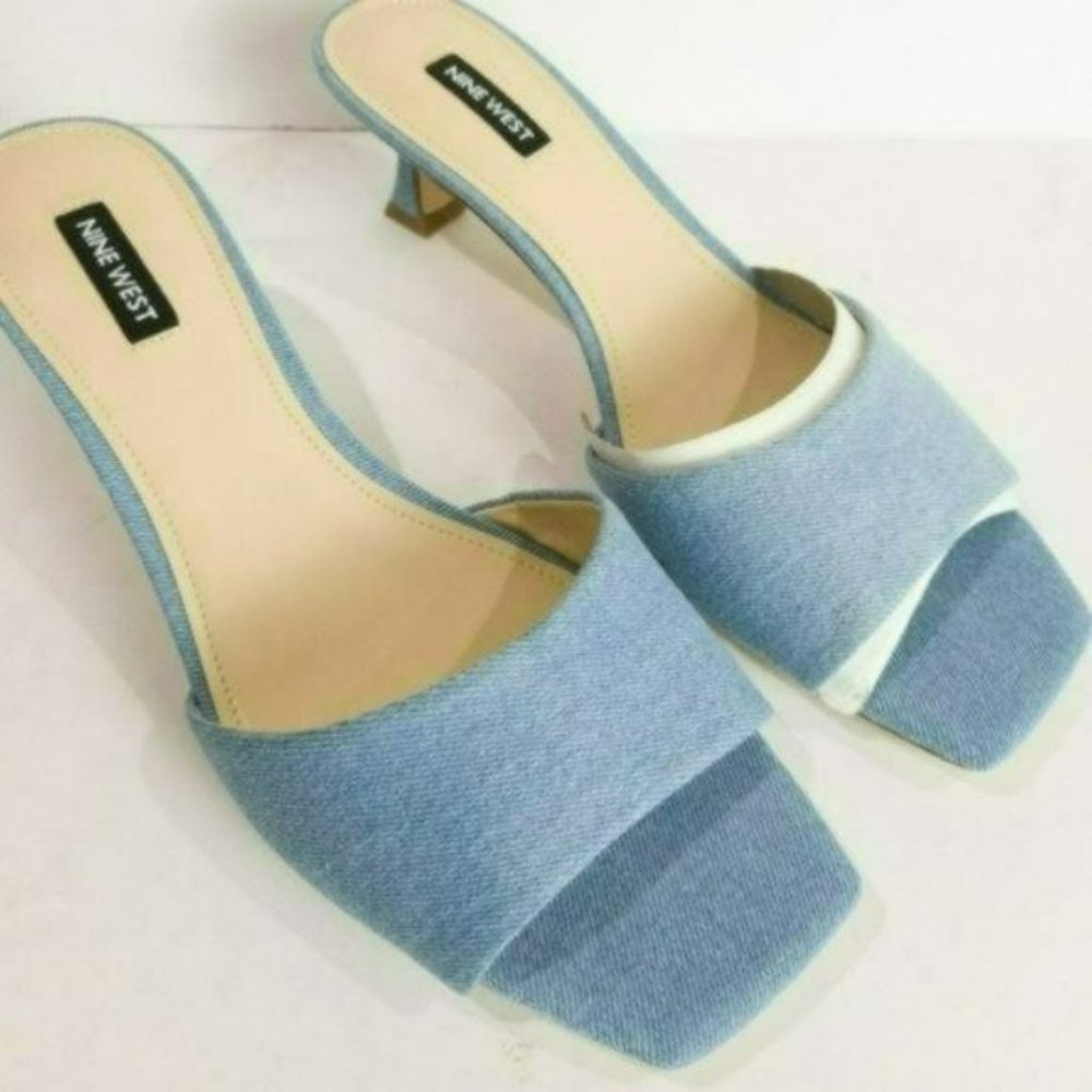 Nine West Indra Square Toe Low Heel Sandals-9.5 - Picture 6 of 8